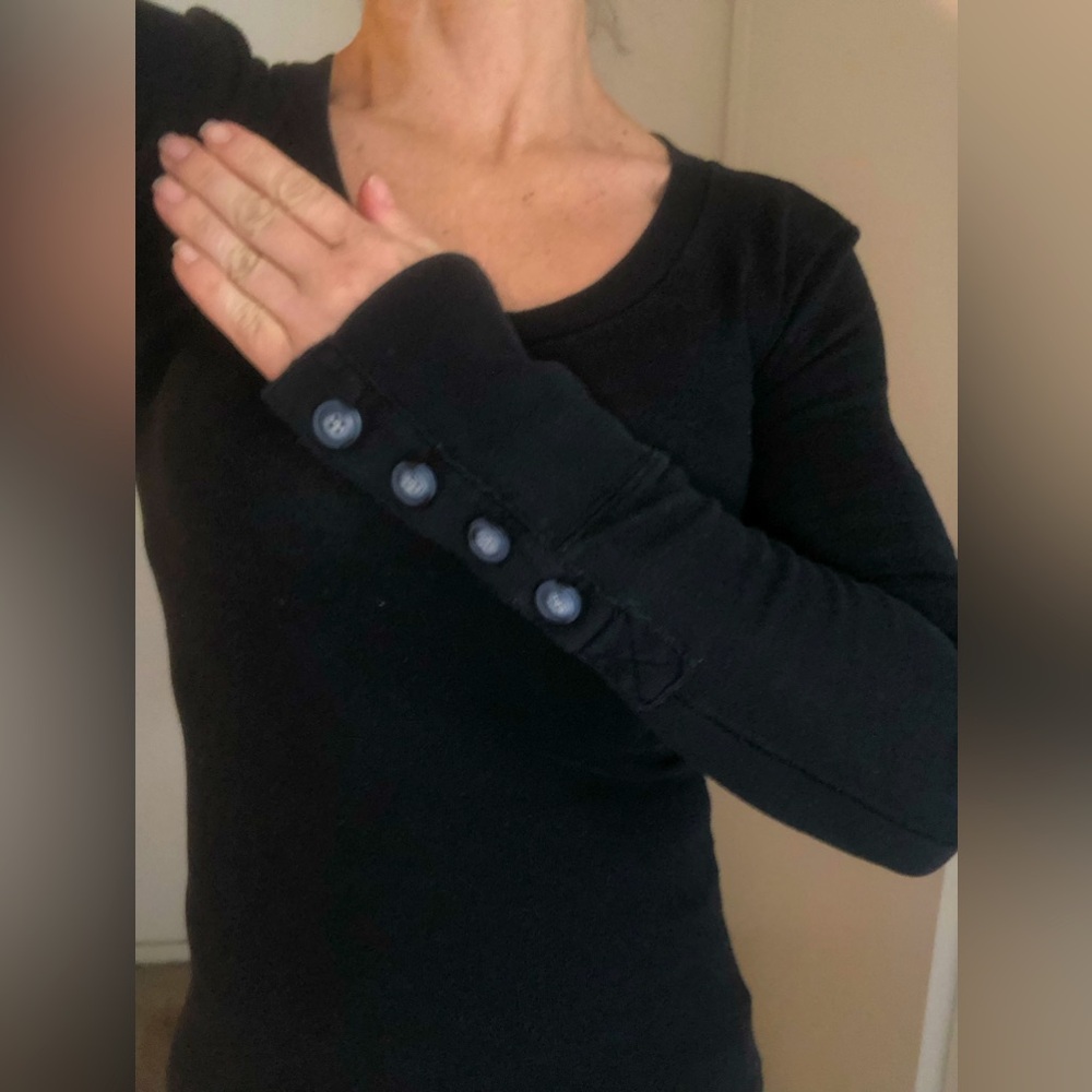 SOLD! Free People Rare Old School Black Button Cuff Top S SOLD ** SOLD*